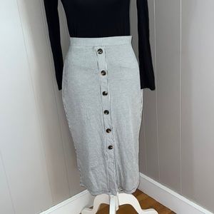 Black & White Striped Skirt with Buttons